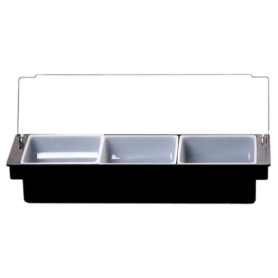 Imagem de Porta Condimentos Grande 3 Divisórias Preto Barpro