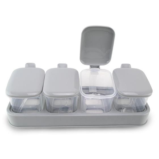 Porta Condimentos plastico com 4 Partes temperos - Clink Menor preço em Porta Condimentos plastico com 4 Partes temperos - Clink