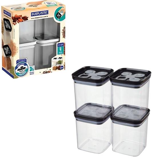 Imagem de Porta Condimentos Pote Hermético para Temperos Kit com 4 Unidades