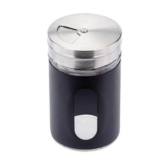 Porta Condimentos Tempero em Vidro e Inox c/ Regulação 3 Tamanhos - Preto - AM3825 Menor preço em Porta Condimentos Tempero em Vidro e Inox c/ Regulação 3 Tamanhos - Preto - AM3825