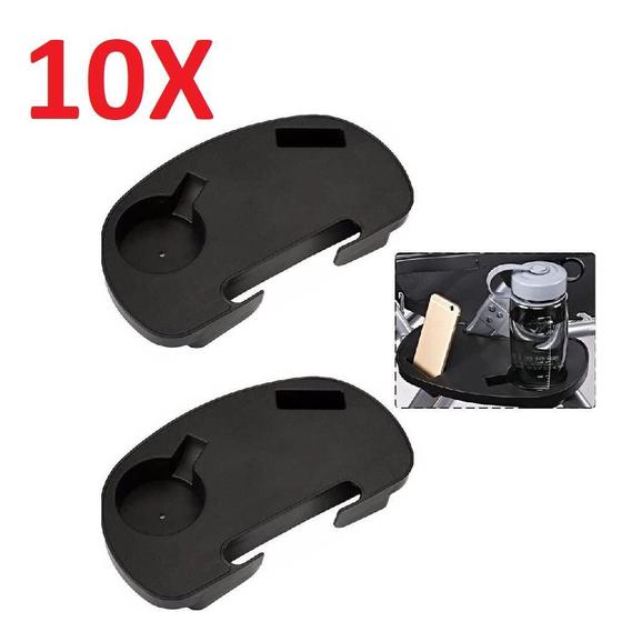 Imagem de Porta copo e celular kit 10 mesinhas multiuso portatil para cadeira de praia cor preto