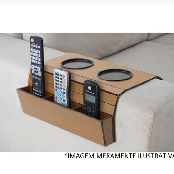 Imagem de Porta Copos e Controle Madeira Flexível Braço Sofá - Melhores Ofertas.Net