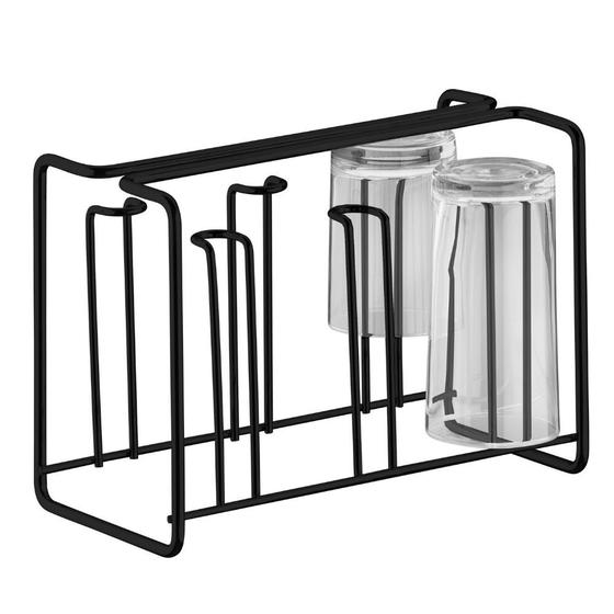 Porta Copos Escorredor De Mesa Para 6 Copos Em Aço Carbono Preto Fosco Menor preço em Porta Copos Escorredor De Mesa Para 6 Copos Em Aço Carbono Preto Fosco