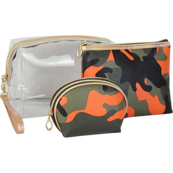 Imagem de Porta Cosméticos Camuflado Sortido - Conjunto com 3 Unidades
