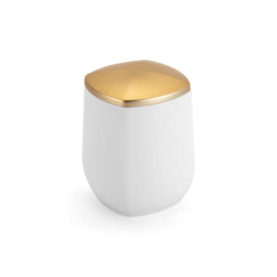 Imagem de Porta Cotonete E Algodão Branco com Dourado Linha Conceito