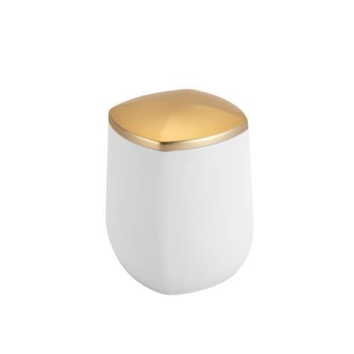 Imagem de Porta Cotonete e Algodão Branco com Tampa Dourada - Arthi