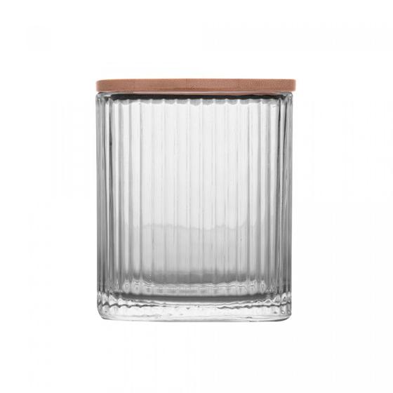 Imagem de Porta Cotonete e Algodão de Vidro 8cm com Tampa Bambu Lines