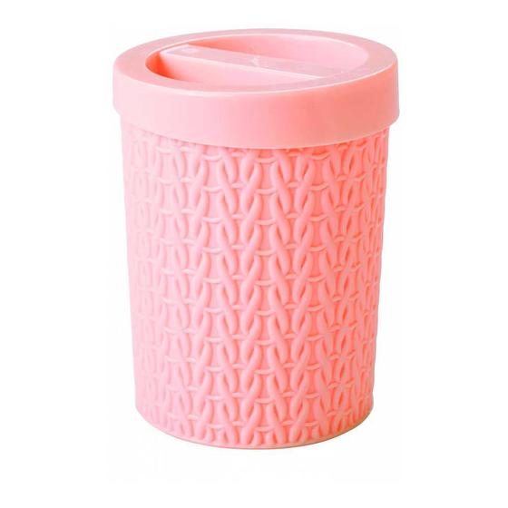 Imagem de Porta cotonete ou algodão suporte para organização banheiro rosa resistente leve higiênico Plasútil