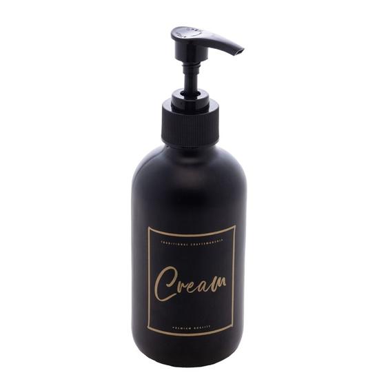 Imagem de Porta Creme de Vidro Preto Fosco com Pump 250ml 2686 Lyor