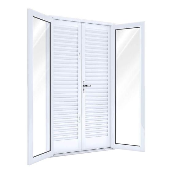 Porta de Aço Balcão 215x120cm com Vidro 4 Folhas Facilita Lucasa Menor preço em Porta de Aço Balcão 215x120cm com Vidro 4 Folhas Facilita Lucasa