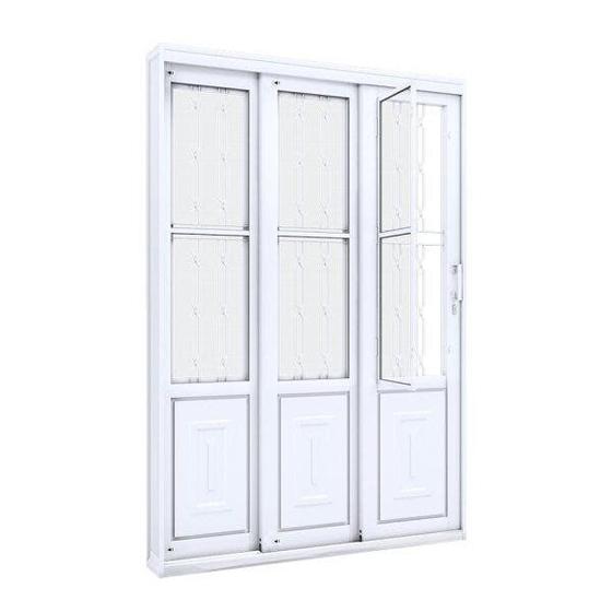 Porta de Aço de Correr Lateral com Postigo e Grade Mosaico 3 Folhas 213x150cm Facilitá Lucasa Menor preço em Porta de Aço de Correr Lateral com Postigo e Grade Mosaico 3 Folhas 213x150cm Facilitá Lucasa