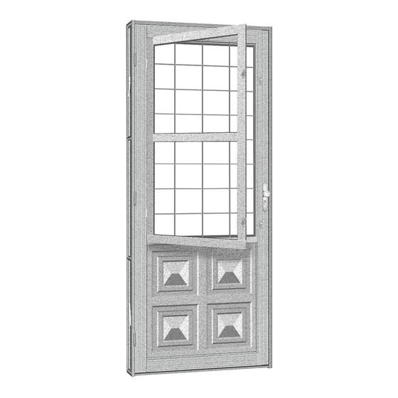 Imagem de Porta de Aço Postigo Quadriculado Silver sem Vidro 81x215 R50 Abertura Esquerda Prata