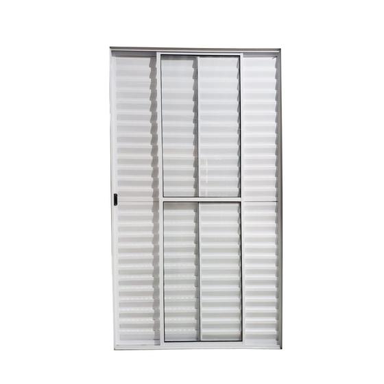 Imagem de Porta de Alumínio Balcão 3 Folhas Branca Modular Com Trinco - DC