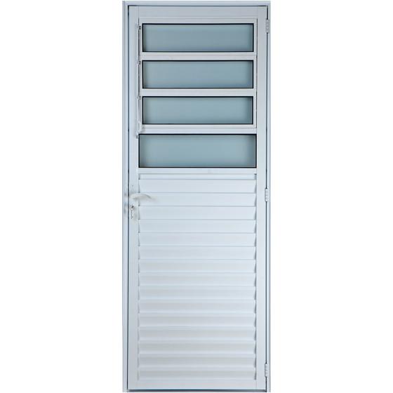 Imagem de Porta De Alumínio Basculante 2,10 X 0,90 Esquerda Vidro Mini Boreal Linha All Soft Cor Branco