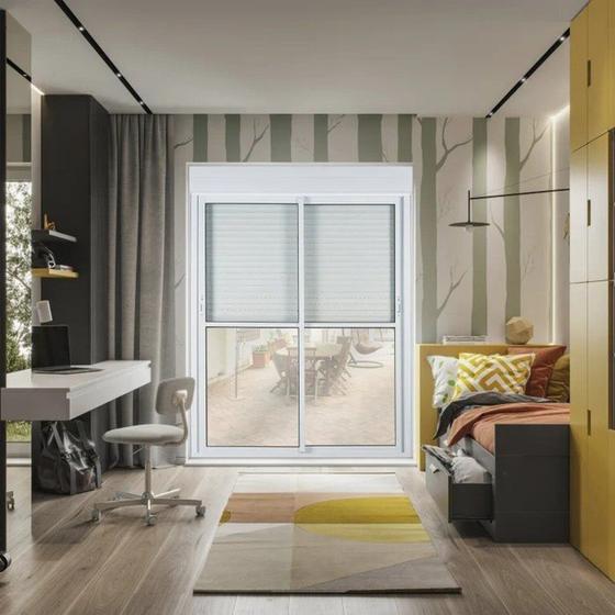 Imagem de Porta de Aluminio com Persiana Integrada 220x120cm 2 Folhas com Controle Topsul