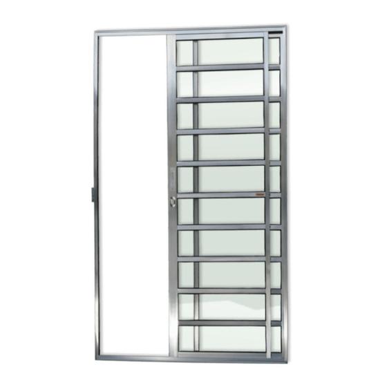 Porta de Alumínio de Correr 210x150cm 2 Folhas com Travessa e Vidro Liso Anodizado Super Brimak Imagem de Porta de Alumínio de Correr 210x150cm 2 Folhas com Travessa e Vidro Liso Anodizado Super Brimak