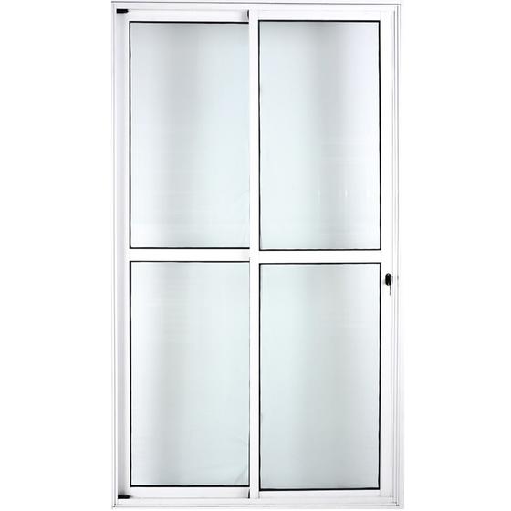 Porta de Alumínio de Correr Balcão 2 Folhas 2,10 x 1,20 Linha 25 Com Chave Cor Branco Menor preço em Porta de Alumínio de Correr Balcão 2 Folhas 2,10 x 1,20 Linha 25 Com Chave Cor Branco