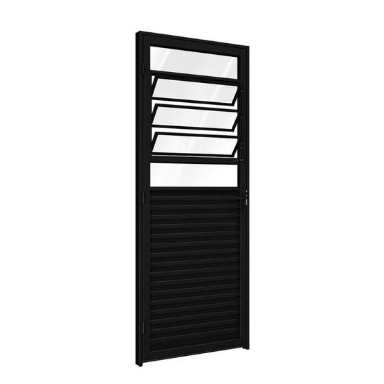 Imagem de Porta de Aluminio de Giro Mista com Basculante 215x85cm Riobras