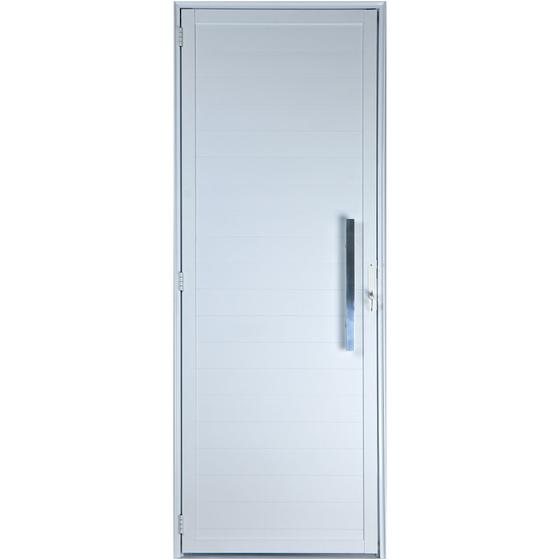 Imagem de Porta De Alumínio Lambril Com Puxador 2,10 X 0,90 Esquerda Linha All Soft Cor Branco