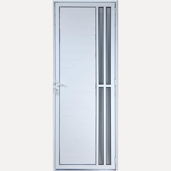 Imagem de Porta De Alumínio Lambril Com Visor 2 Torres 2,10 X 0,90 Direita Linha All Soft Cor Branco