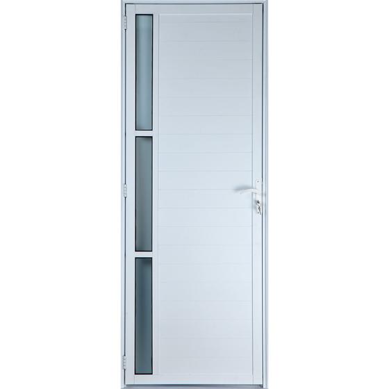 Porta De Alumínio Lambril Com Visor 2,10 X 1,00 Direita Linha All Soft Cor Branco Imagem de Porta De Alumínio Lambril Com Visor 2,10 X 1,00 Direita Linha All Soft Cor Branco