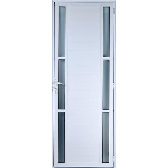 Imagem de Porta De Alumínio Lambril Com Visor Duplo 2,10 X 0,90 Direita  Linha All Soft Cor Branco