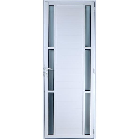 Imagem de Porta De Alumínio Lambril Com Visor Duplo 2,10 X 0,90 Esquerda  Linha All Soft Cor Branco