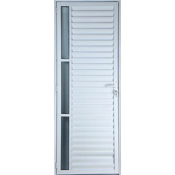 Imagem de Porta De Alumínio Palheta Com Visor 2,10 X 0,70 Esquerda Linha All Soft Cor Branco