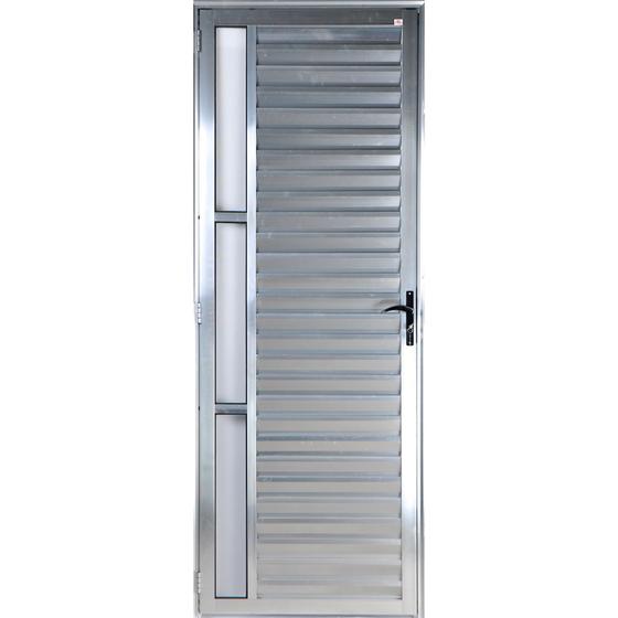 Imagem de Porta De Alumínio Palheta Com Visor 2,10 X 0,90 Direita Linha All Soft Cor Brilhante