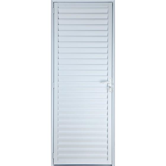 Imagem de Porta De Alumínio Palheta Ventilada 2,10 X 0,60 Esquerda Linha All Soft Cor Branco