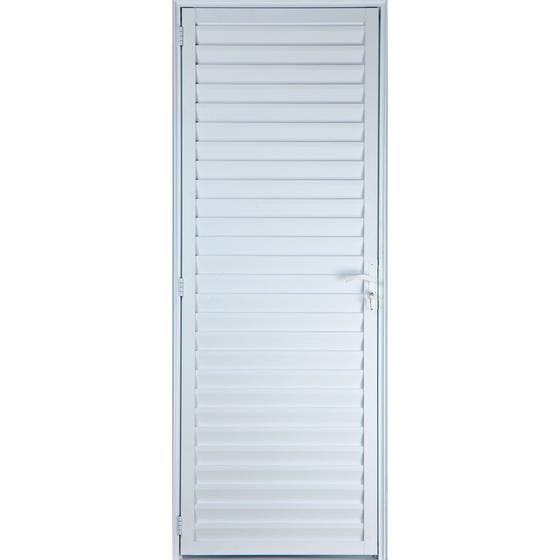 Imagem de Porta De Alumínio Palheta Ventilada 2,10 X 0,70 Direita Linha All Soft Cor Branco