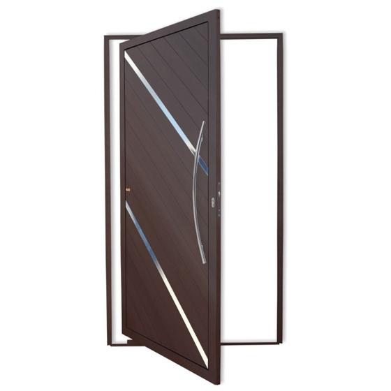 Imagem de Porta de Alumínio Pivotante Lambril 210x100cm com Puxador Super Corten Duna Brimak