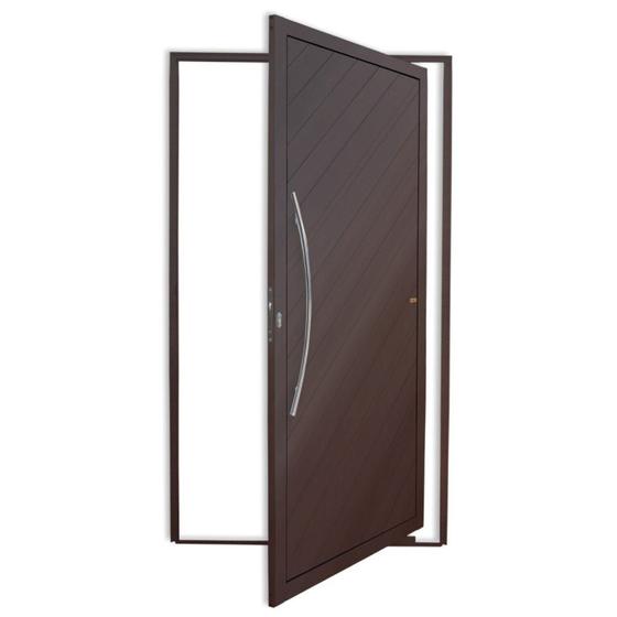 Imagem de Porta de Alumínio Pivotante Lambril 210x120cm com Puxador Super Corten Savana Brimak