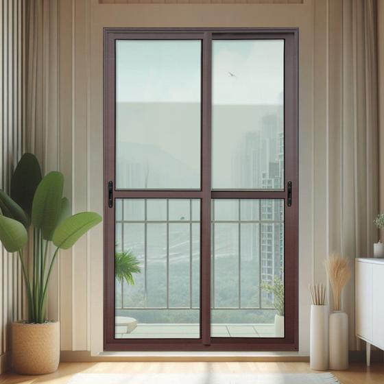 Imagem de Porta de Correr 2 Folhas Moveis 210 X 120 Elite com Fecho Automático Vidro Liso