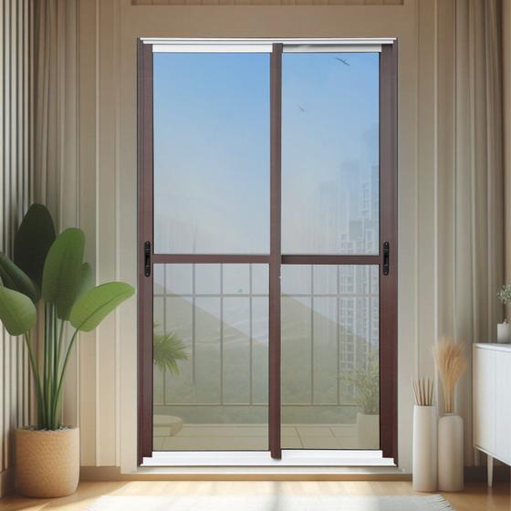Imagem de Porta de Correr 2 Folhas Moveis 210 X 150 Elite com Fecho Automático Vidro Reflex