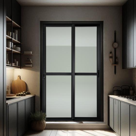 Imagem de Porta de Correr 2 Folhas Moveis 210 X 200 Elite com Fechadura Tetra Vidro Liso