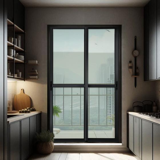 Imagem de Porta de Correr 2 Folhas Moveis 210 X 200 Elite com Fecho Automático Vidro Liso