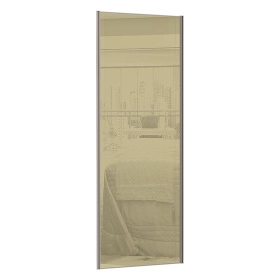 Imagem de Porta de Correr 80cm com Vidro Reflecta e Puxador Champagne com Kit Ferragem Prime Plus Luciane