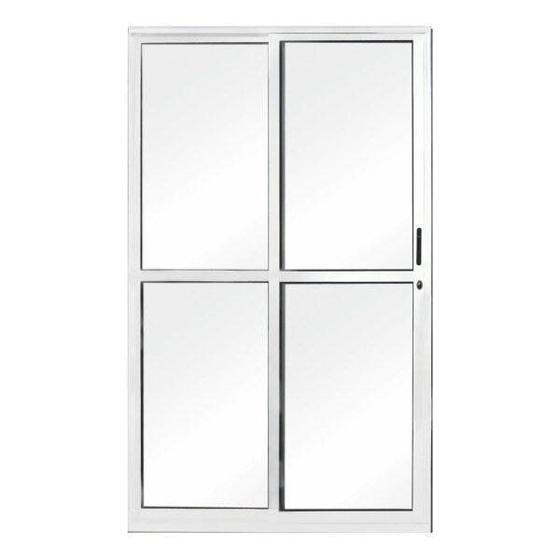 Porta de Correr Alumínio 2 Folhas 1 Fixa com Vidro Liso Sólida Mgm 210 x 160cm Menor preço em Porta de Correr Alumínio 2 Folhas 1 Fixa com Vidro Liso Sólida Mgm 210 x 160cm