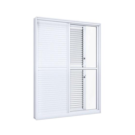 Imagem de Porta de Correr Balcão de Alumínio 215 x 150 x 13cm Flex 3 Folhas Direita Lucasa Eccellente