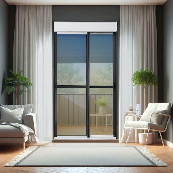Imagem de Porta de Correr com Persiana Integrada 2 Folhas Móveis 230 X 120 Elite com Fecho Automático Vidro Re