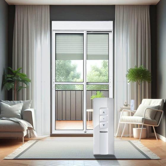 Imagem de Porta de Correr com Persiana integrada Correr com Motor e Controle Remoto 2 Folhas Móveis 230 X 180