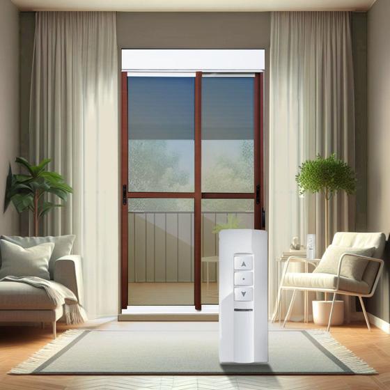 Imagem de Porta de Correr com Persiana integrada Correr com Motor e Controle Remoto 2 Folhas Móveis 230 X 200