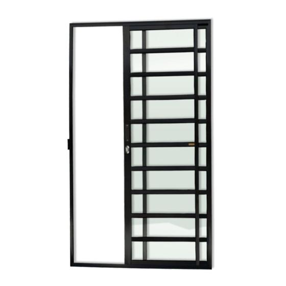 Imagem de Porta de Correr com Travessas 2 Folhas Super Vidro Liso 210cm x 120cm Brimak