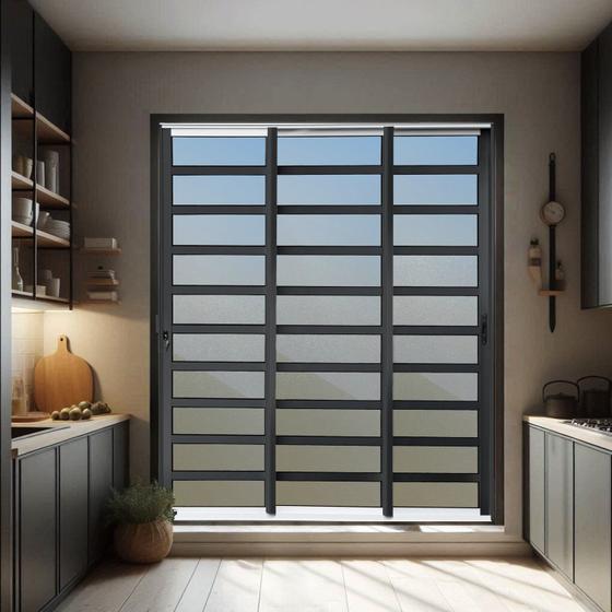 Imagem de Porta de Correr com Travessas 3 Folhas Moveis Sequenciais 210 X 150 Elite com Fecho Automático Vidro