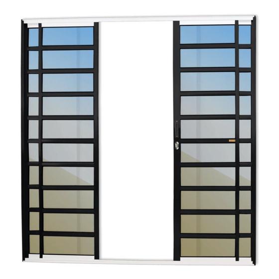 Imagem de Porta de Correr com Travessas 4 Folhas Super Vidro Reflex 210cm x 240cm Brimak