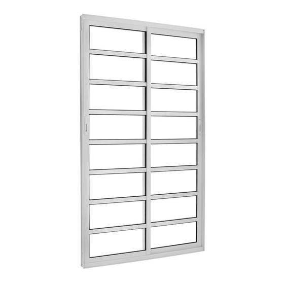 Imagem de Porta de Correr de Alumínio 2 Folhas Móveis Vidro Liso 210cmx1,20cm