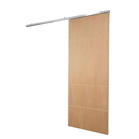 Imagem de Porta De Correr P- Verniz Frisada Kit Alumínio Fs Duplo - 210x90