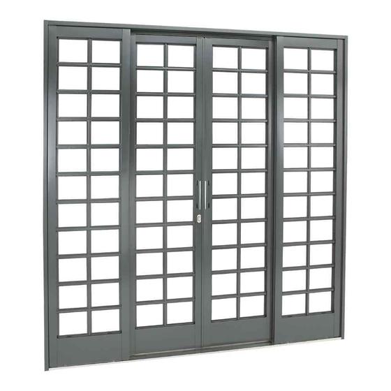 Porta de Correr Quadriculada em Aço 217 x 200 x 12 cm 4 Folhas Belfort Sasazaki Menor preço em Porta de Correr Quadriculada em Aço 217 x 200 x 12 cm 4 Folhas Belfort Sasazaki