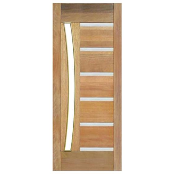 Imagem de Porta de Madeira Maciça BBB Com Frisos Metálicos Para Vidro em Arco Casmavi de Cedro Arana - 2.10 (A) X 0.82 (L)